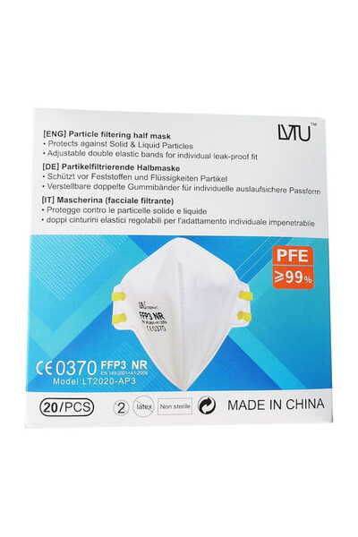 LVTU LT2020 AP3 FFP3 Respirator Masks, 20 Pack - High Efficiency, Hypoallerge...