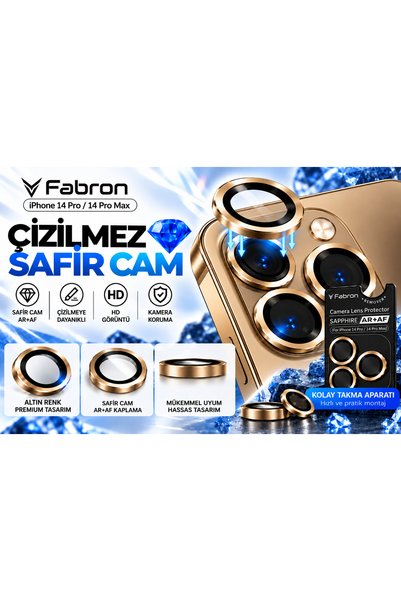 FABRON Orijinal Safir Lens iPhone 14 Pro / iPhone 14 Pro Max Uyumlu Kamera Le...