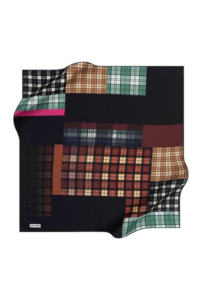 Pierre Cardin Tivil Polyester Scarf 7962799 912 Black Plaid Pattern