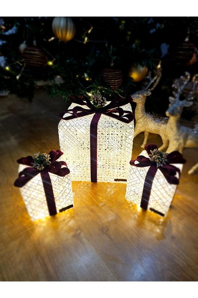 Kordelyadesign shop Yılbaşı ağacı altı LED ışıklı kutu