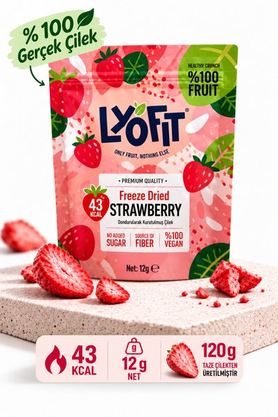 Lyofit Food Çilek Kuru Meyve Cipsi - Dondurularak Kurutulmuş Freeze Dried Çıt...