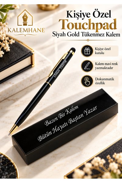kalemhane Öğretmenler Günü Hediyesi Parlak SiyahKişiye Özel İsimli Tükenmez Kalem ve Kutusu