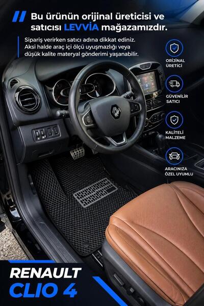 LEVVİA Renault Clio 4 Premium Hücreli Eva Paspas-Siyah