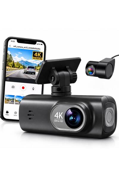 TehnoTek Camera DVR Auto UHD 4K, Duala Fata-Spate, Unghi 170 Grade, Camera Ma...