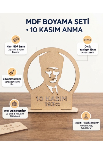 Tuvalia 10 Kasım Atatürk'ü Anma Boyama Etkinlik Okul Aktivite Sanat 1 Adet