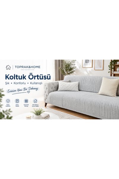 TOPRAK SPORT TOPRAK & HOME Kaymaz Taban Süngerli Kadife Koltuk Örtüsü 170x210...