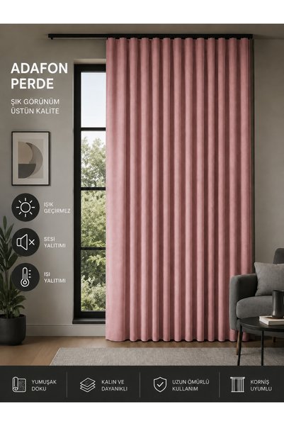 SHY TEKSTİL Perdea decorativă „Gül Kurusu Adafon” cu textură catifelată, eleg...