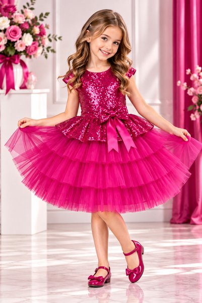 Delfini kids Costum de petrecere pentru ziua de nastere, rochie de seara din tul