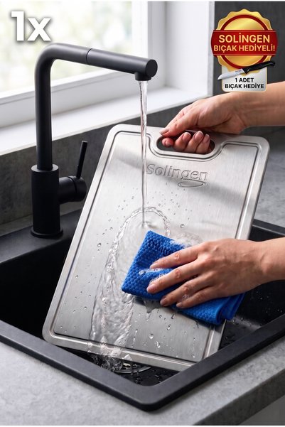 Fespa X Solingen Germany 2-Piece Stainless Steel Cutting Board (with Water Co...