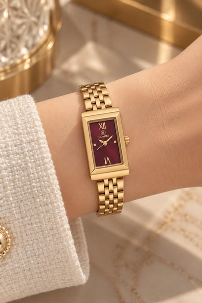 Homies Rectangular Women's Watch Steel Strap Waterproof