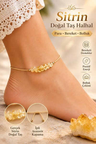 NBS Beautiful Naturel Stones Citrine Real Natural Stone Anklet