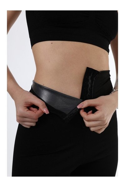 SLIM TIME SHAPER Termal Sauna Tayt Agraflı Korseli Yüksek Bel Terleme Etkili Spor Tayt