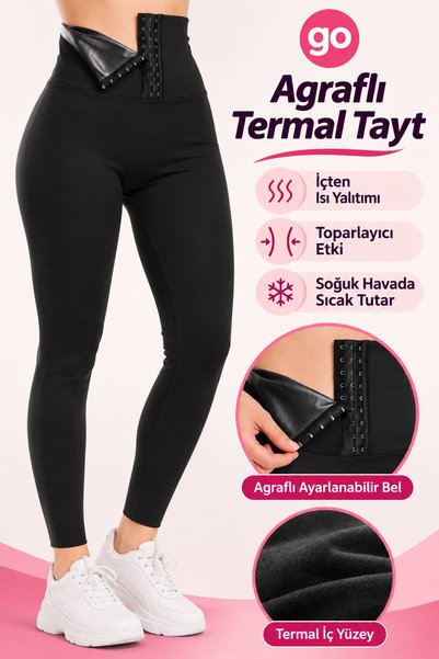 SLIM TIME SHAPER Termal Sauna Tayt Agraflı Korseli Yüksek Bel Terleme Etkili Spor Tayt