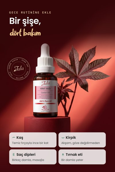 Tala Hint Yağı Castor Oil %100 Saf ve Doğal Soğuk Sıkım 20 Ml