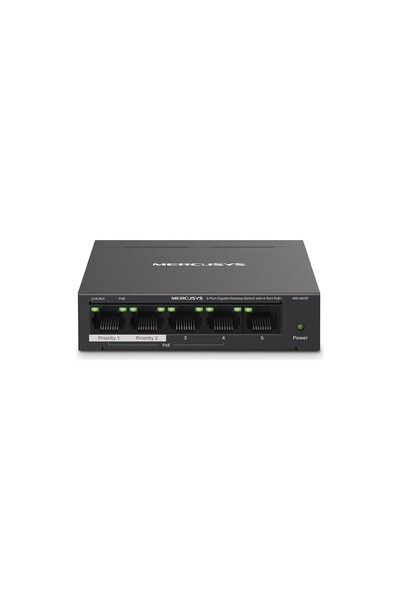 TP-LINK MERCUSYS MS105GP 5 PORT 10/100/1000 4 PORT POE+ YONETILEMEZ DESKTOP S...