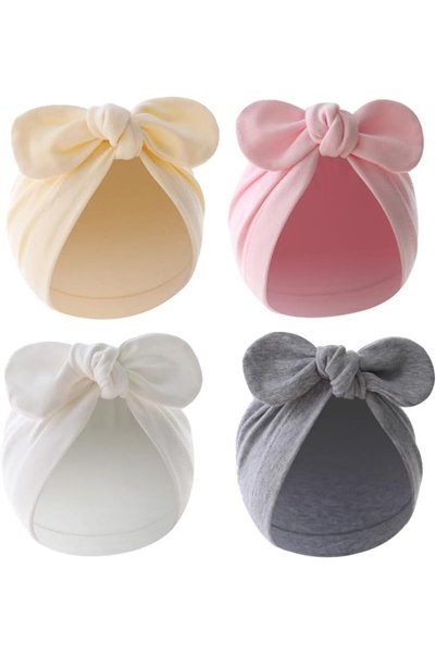 Generic 4PCS Newborn Baby Bow Knot Turban Hat Infant Toddler Hospital Hat Cot...