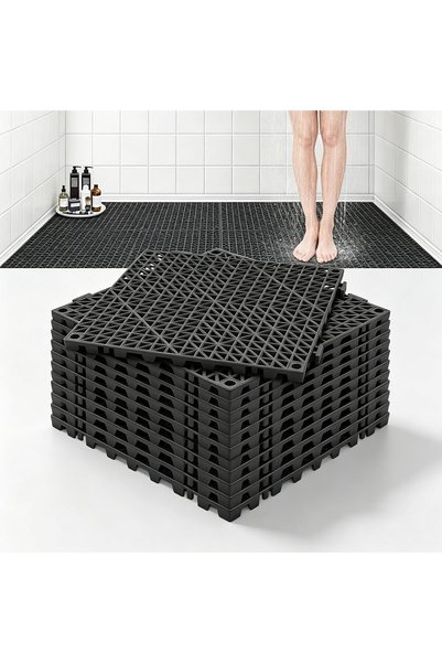 Generic 12pcs Modular Interlocking Bathroom Non-Slip Mat, 30cm X 30cm