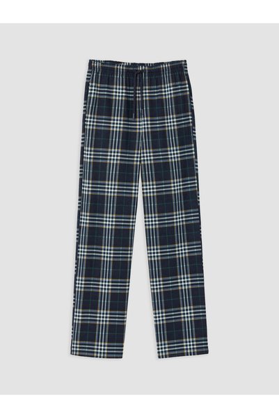 LC Waikiki Peak New Season Navy Blue Plaid Men's Pajama Bottoms