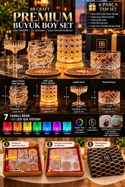 BB Craft 360 Rotating Mug and Premium Large Mug Set – 360° RGB-Lit Rotating M...