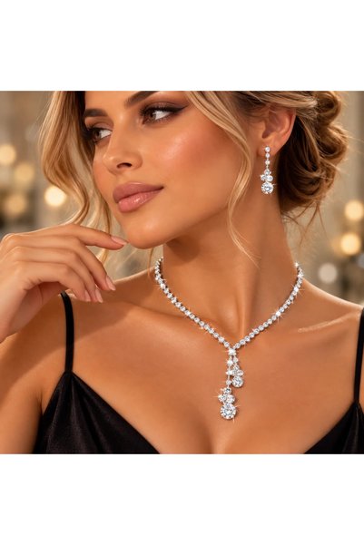 OEM Σετ Κοσμημάτων Ασημί με Κρεμαστό Κολιέ