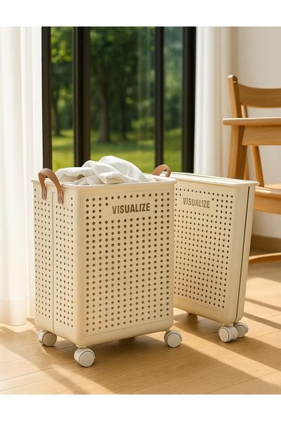 Generic Laundry Basket, Foldable with Wheels, 60x60x39 cm, Plastic, Stylish