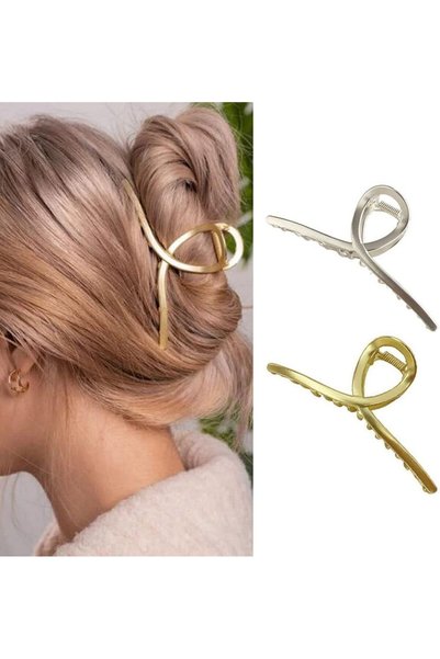 Generic Hair Claw Clips Gold Hair Claw Shark Hair Claw Barrette Metal Hair Cl...