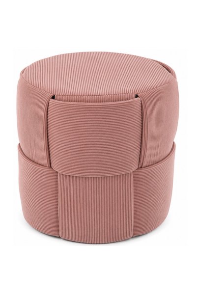 OEM Taburet rotund pentru living si dormitor, design impletit, 38x38 cm, roz