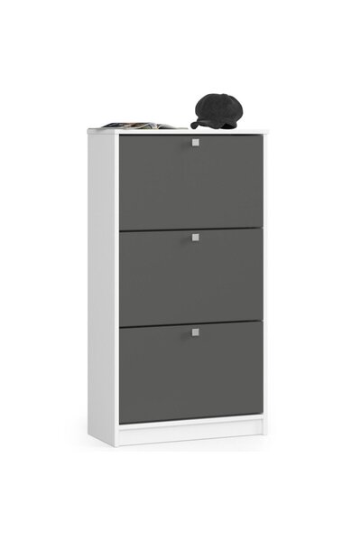OEM Dulap pantofi cu 3 usi rabatabile, PAL laminat 16 mm, 60x29x113 cm, alb s...
