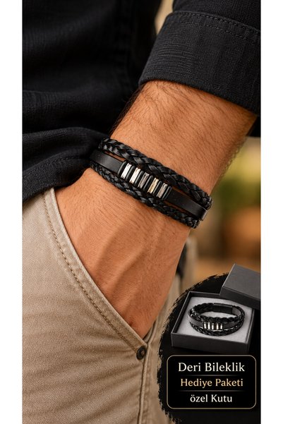 HER ŞEY NOTA www.herseynota.com Ormanis Selqora Black Leather Men's Bracelet ...