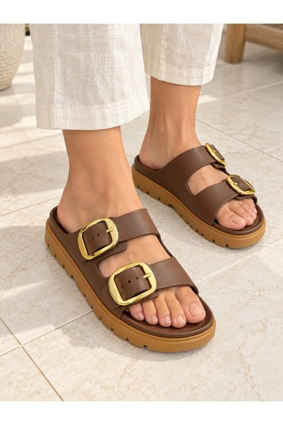 Trendline Women's Eva Comfortable Buckled Slippers