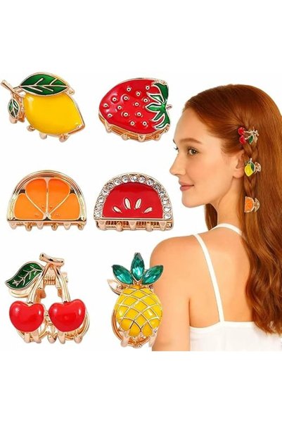 Generic Mini Fruit Hair Claw Clips 6Pcs Set, Cute Alloy Barrettes with Cherry...