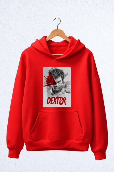 Vordevia Hanorac premium oversize cu glugă, cu imprimeu Dexter, din bumbac cu...