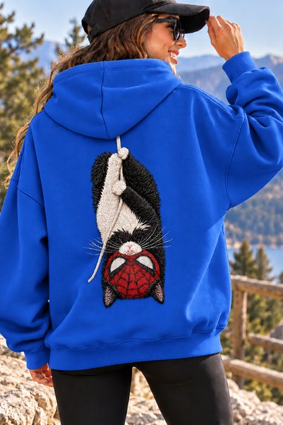 ArtYus Οoversized φούτερ με κουκούλα, unisex, με τύπωμα στην πλάτη «Μασκοφόρο...