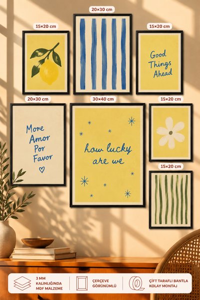 UNT 7-Piece Frame-Looking Modern Painting Set |   Retro & Pop Art |   Living ...