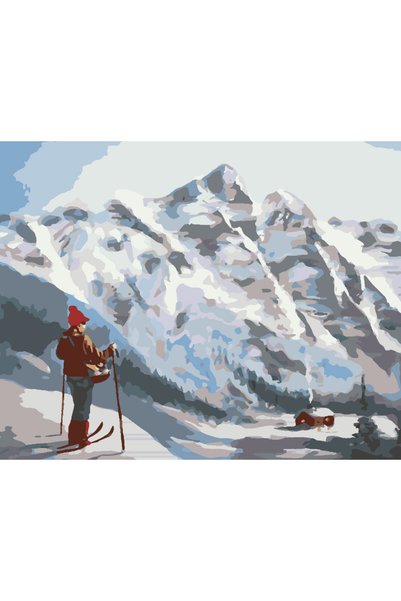 Painting-numbers Set pictura pe numere Ski in munti 3980, panza pe rama lemn,...
