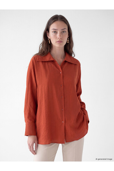 LC Waikiki TWO MT SHOP QUALITY LCW Modest Orange Modal-Blend Women's Shirt Tunic