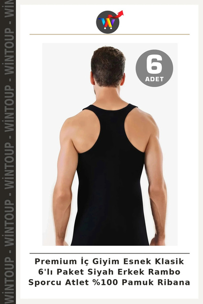 Wintoup Premium Underwear: Stretchy Classic 6-Pack, Black Men's Rambo Athleti...
