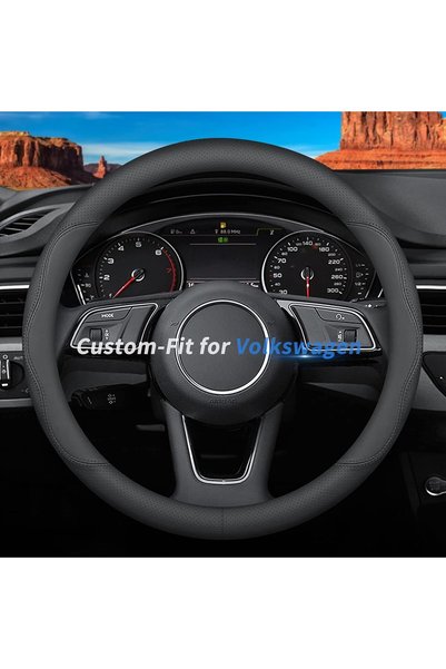 Generic Custom-Fit for Volkswagen Steering Wheel Cover, Premium Leather Car S...