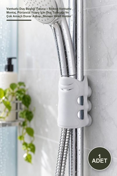 Yenilig 1 Adet Vantuzlu Duş Başlığı Tutucu – Silikon Vantuzlu Montaj, Pürüzsüz Yüzey İçin Duş Tutacağı Ve Çok Amaçlı Duvar Askısı, Shower Head Holder