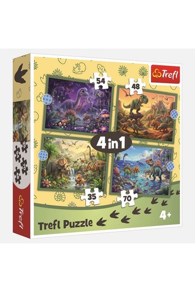 SHOPIENS Puzzle cu dinozauri 4 în 1 - Trefl Shopiens ®