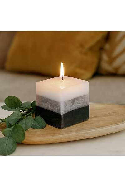 CATIANO Lumanare Patrata Parfumata Neagra Gri Alba Black 5x5x5cm