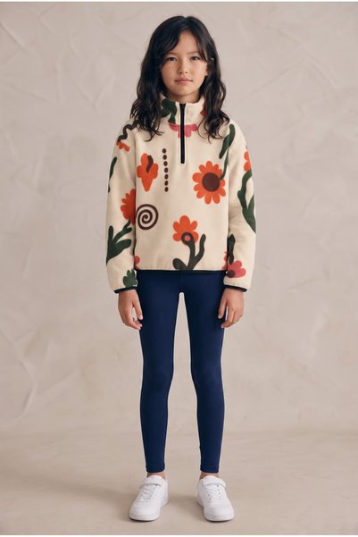 Patriko GIRLS' MOCK NECK ZIPPED FLORAL-PRINT FLEECE-LINED SWEATSHIRT, AGES 5–14