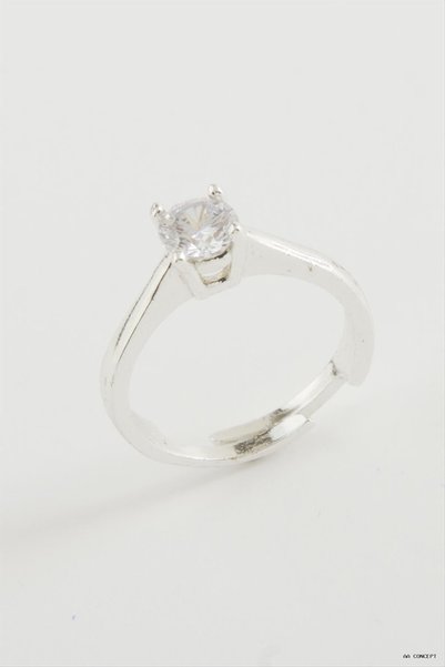 ZERO LAND CONCEPTA Single-Stone Zircon Ring (234029) Silver-Toned
