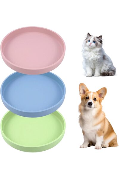Generic 3PCS Silicone Cat Bowls, 18cm Shallow Wide Cat Food and Water Bowls, ...