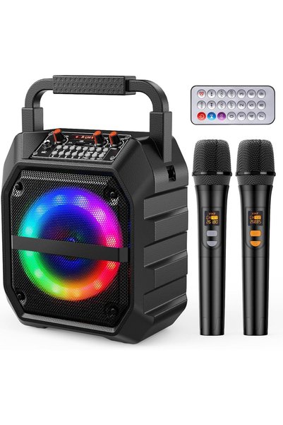Generic Karaoke Machine with Two Wireless Microphones for Families Home Party