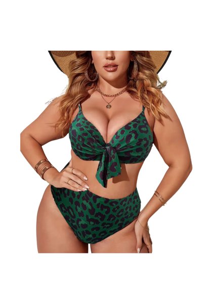 Chicret JUNGLE GLAM Plus Size Μπικίνι λεοπάρ με φιόγκο και ενίσχυση
