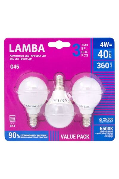 SHOPIENS Set de 3 becuri LED e14 4 w(c37) lumina alba Shopiens®