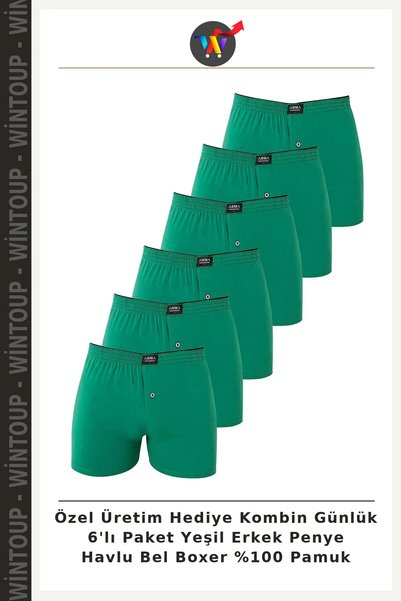 Wintoup Custom-Made Gift Set: Daily 6-Pack of Green Men's Cotton Jersey Boxer...