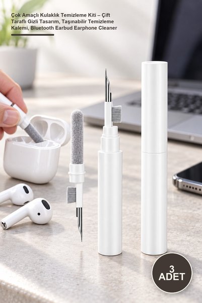 Yenilig 3 Adet Çok Amaçlı Kulaklık Temizleme Kiti – Çift Taraflı Gizli Tasarım, Taşınabilir Temizleme Kalemi, Bluetooth Earbud Earphone Cleaner