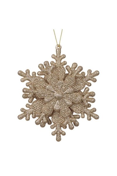 SHOPIENS Ornament Brad Craciun Fulg Zapada 3D Glitter Bej Sampanie 10cm Shopi...
